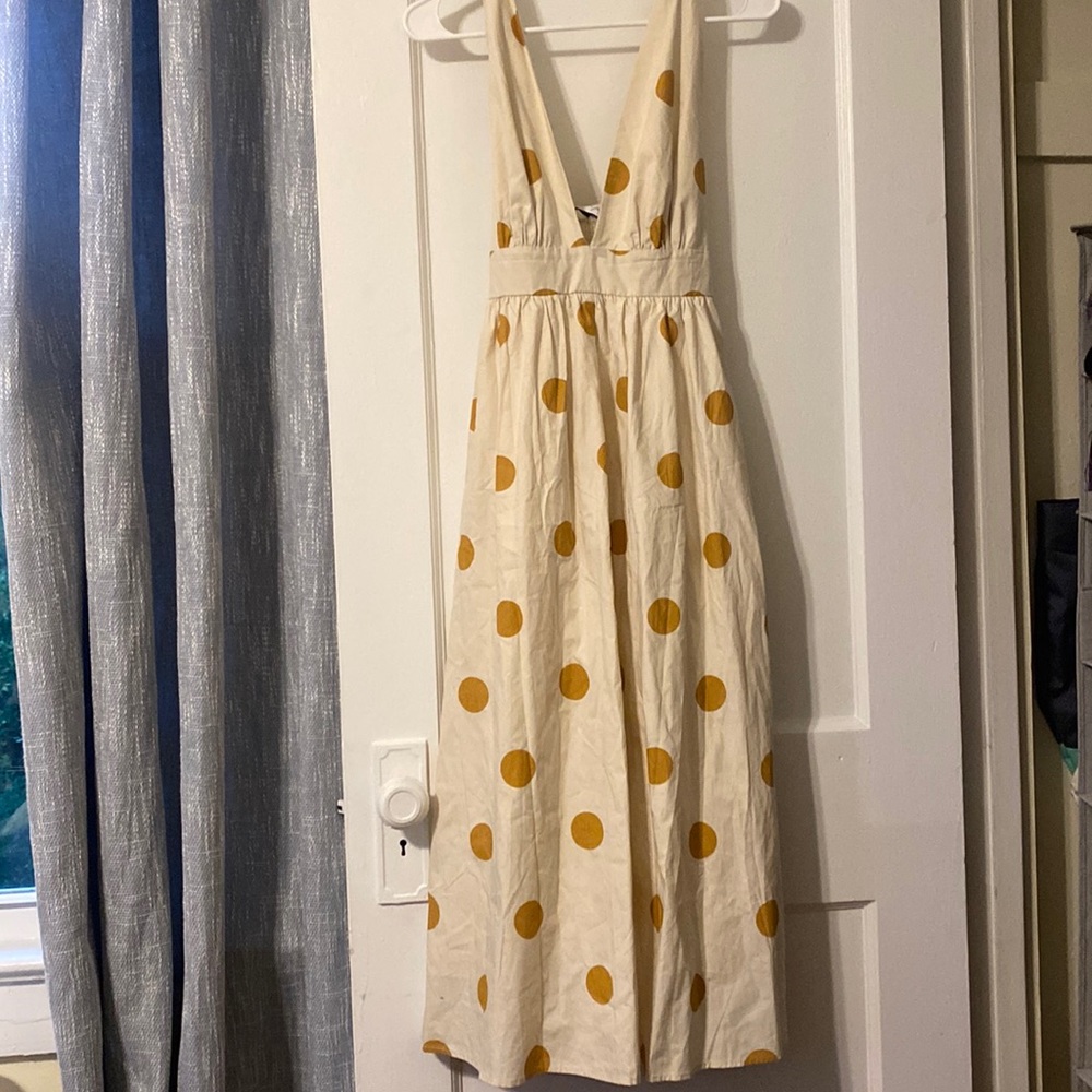 Petal & Pup Cream and Yellow Polka Dot Midi Dress
